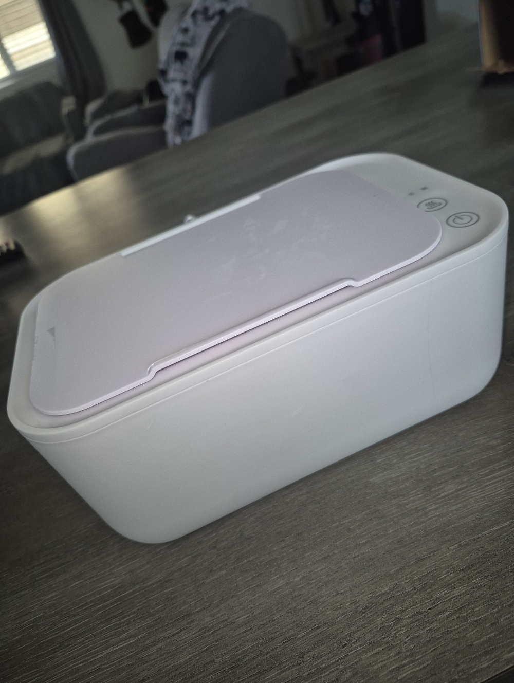 Portable Electric Wipes Warmer - White with Pale Pink Lid